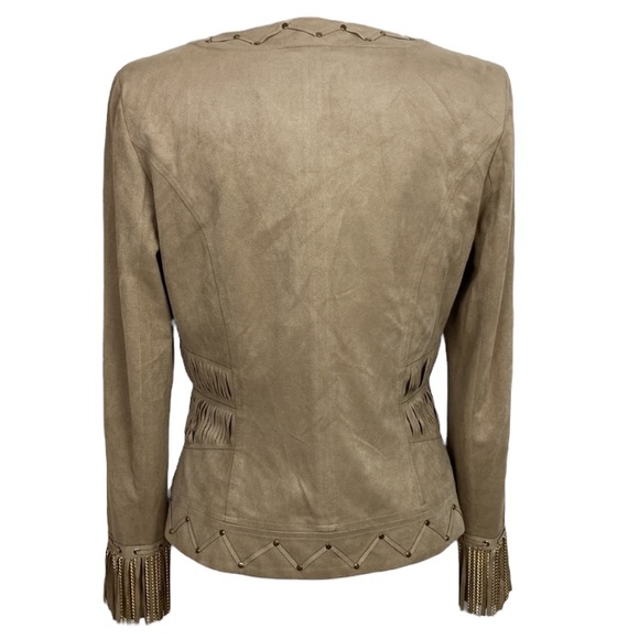 Cache Tan Faux Suede Fringed Jacket - Picture 8 of 15